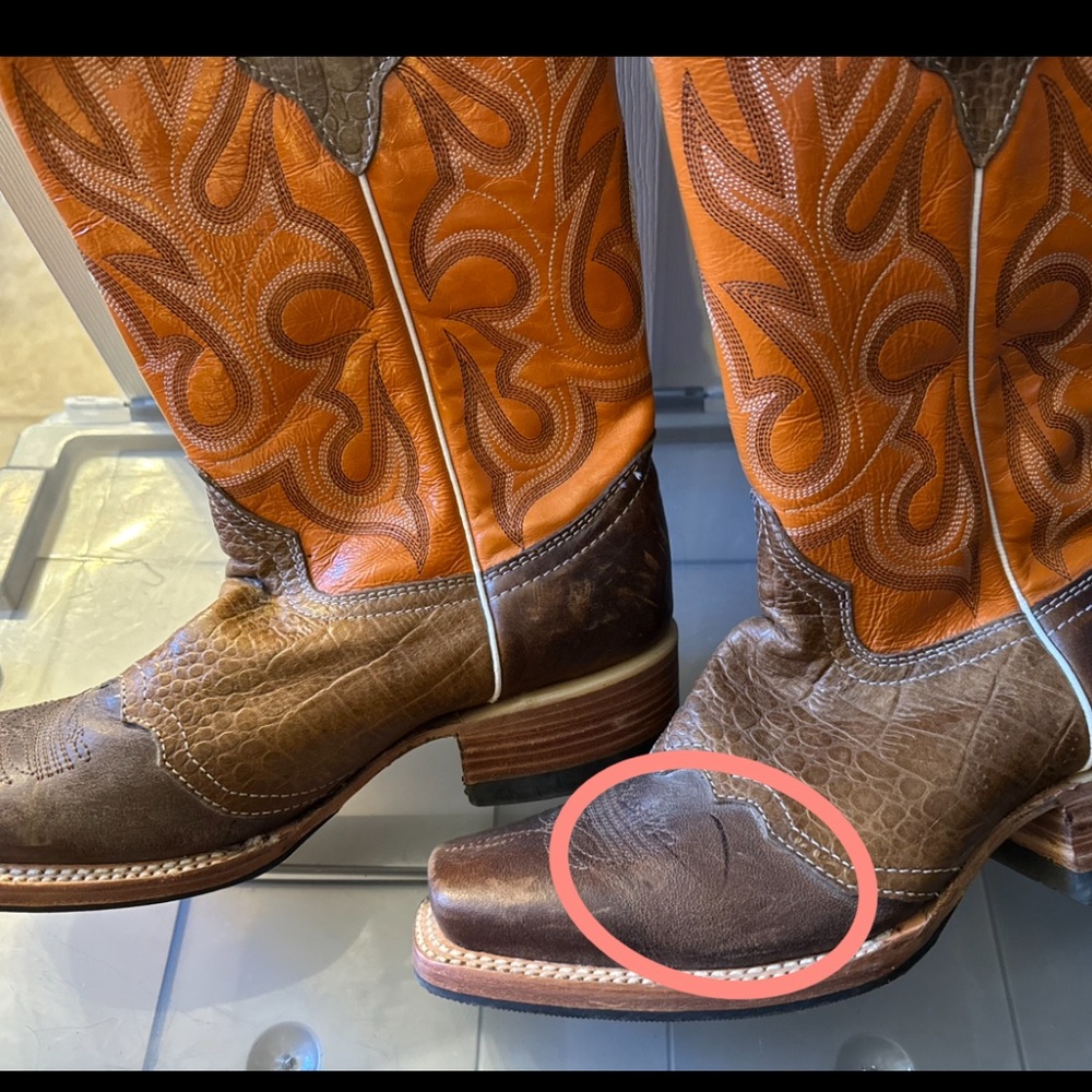 NEW REVOLUCION COWBOY BOOTS Brown and Orange Heeled Boots, NO BOX, never worn - Picture 14 of 15